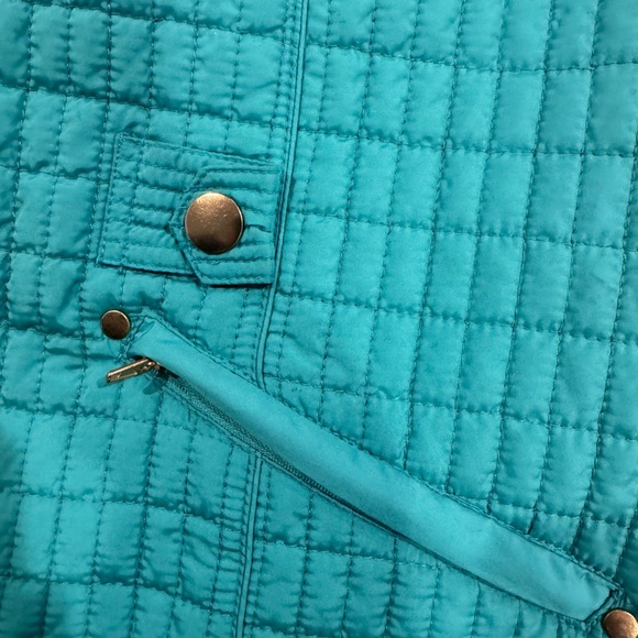 Women’s Peck & Peck quilted vest turquoise / teal L full zipper pockets - Picture 4 of 10